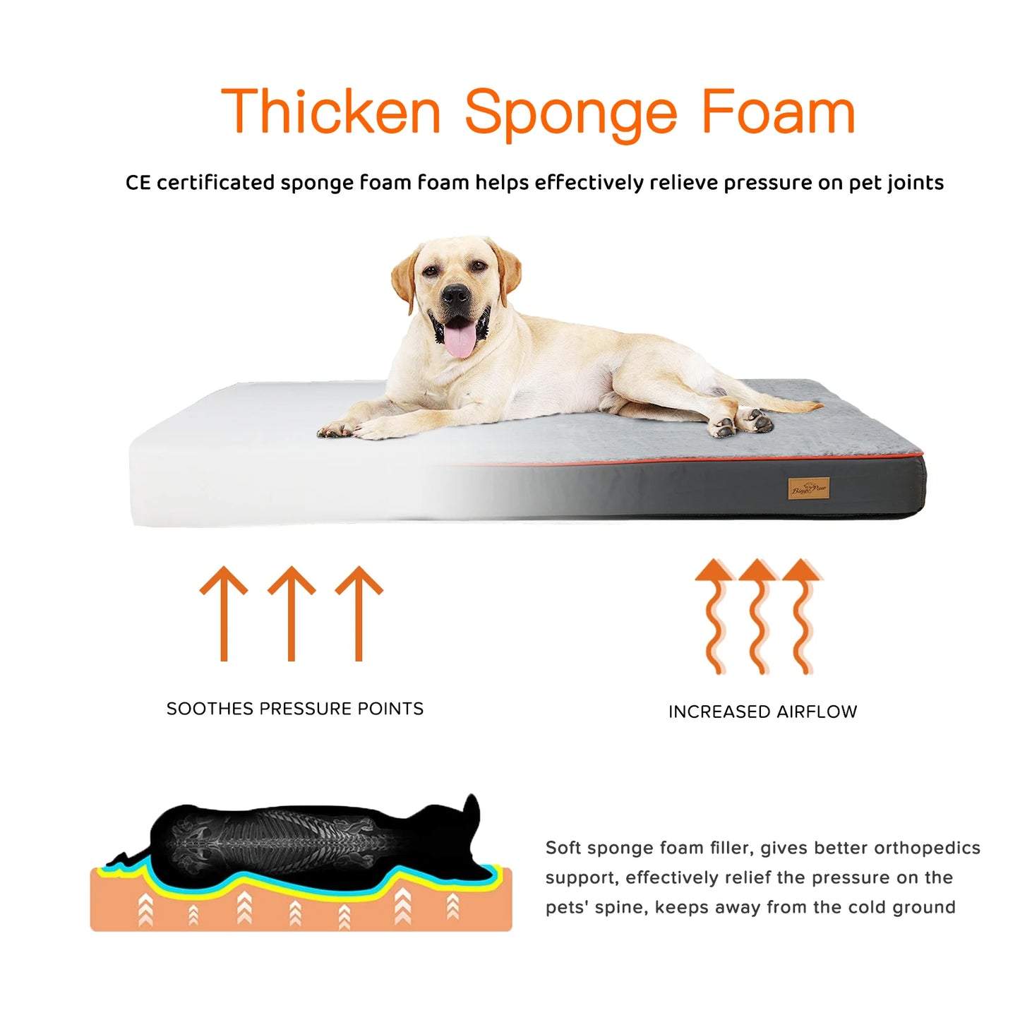 BINGOPAW Orthopedic Dog Bed Memory Foam Waterproof With Removable Cover