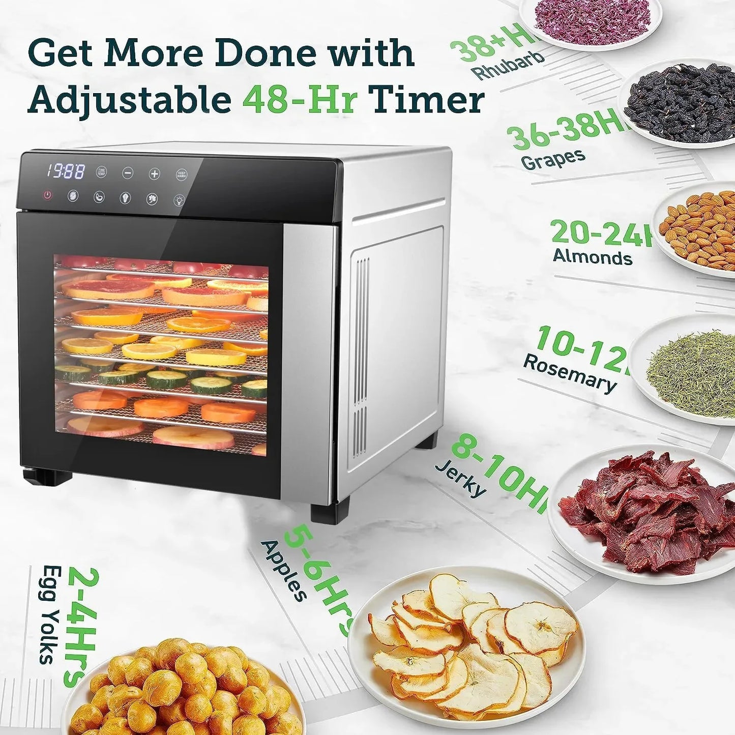 SNDOAS Stainless Steel Food Dehydrator 600W With 4 Presets