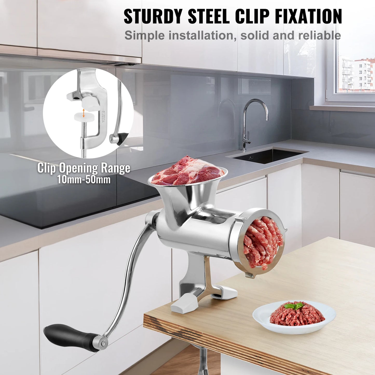 Succebuy Manual 304 Stainless Steel Meat Grinder With Table Clamp