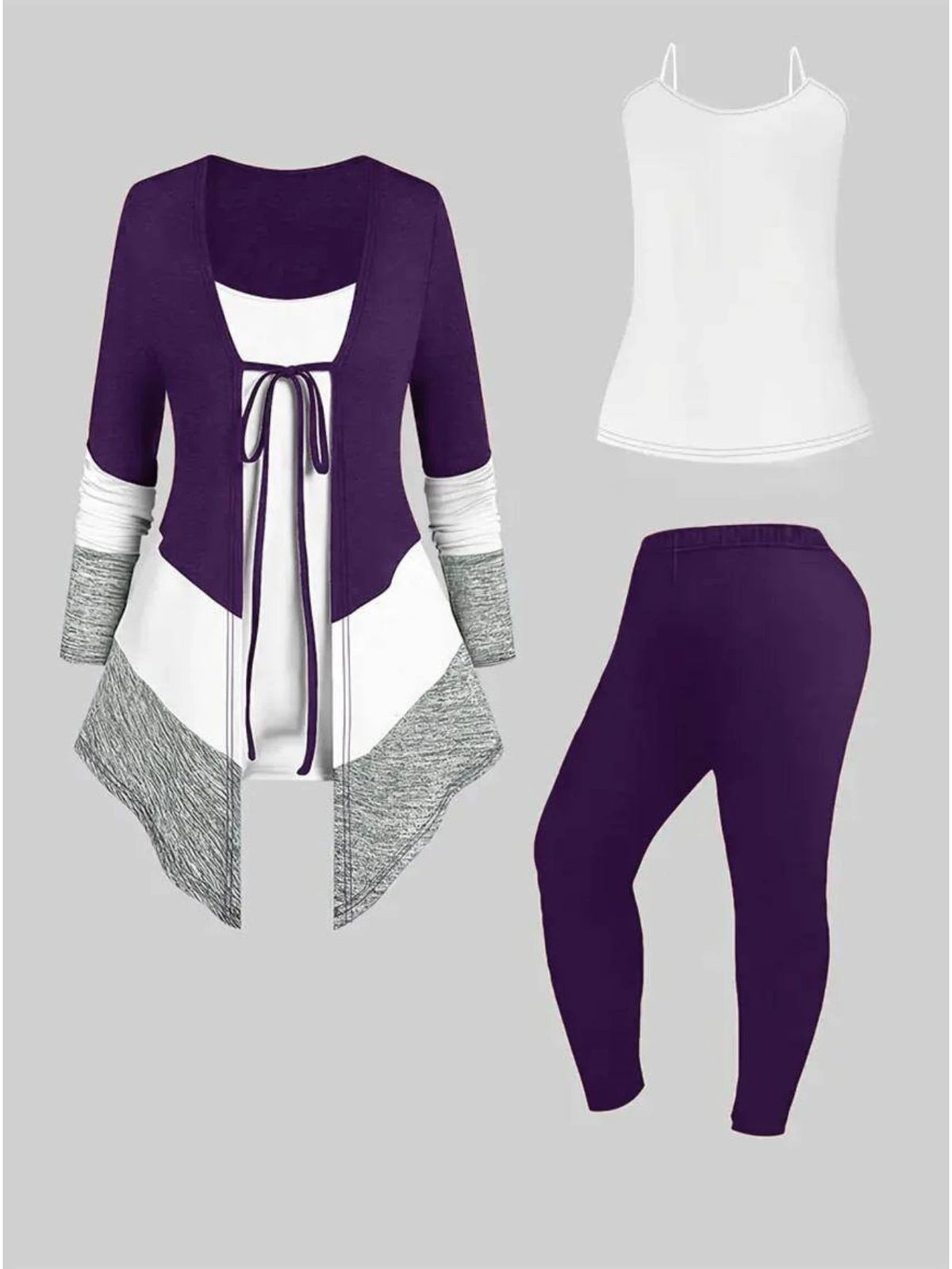 Women Tie Front Cardigan Cami And Pants Loungewear Set