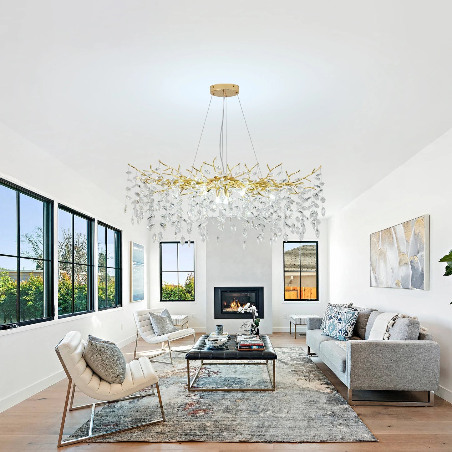 GreeLustr Modern LED Crystal Chandelier Pendant Light For Dining Living Room