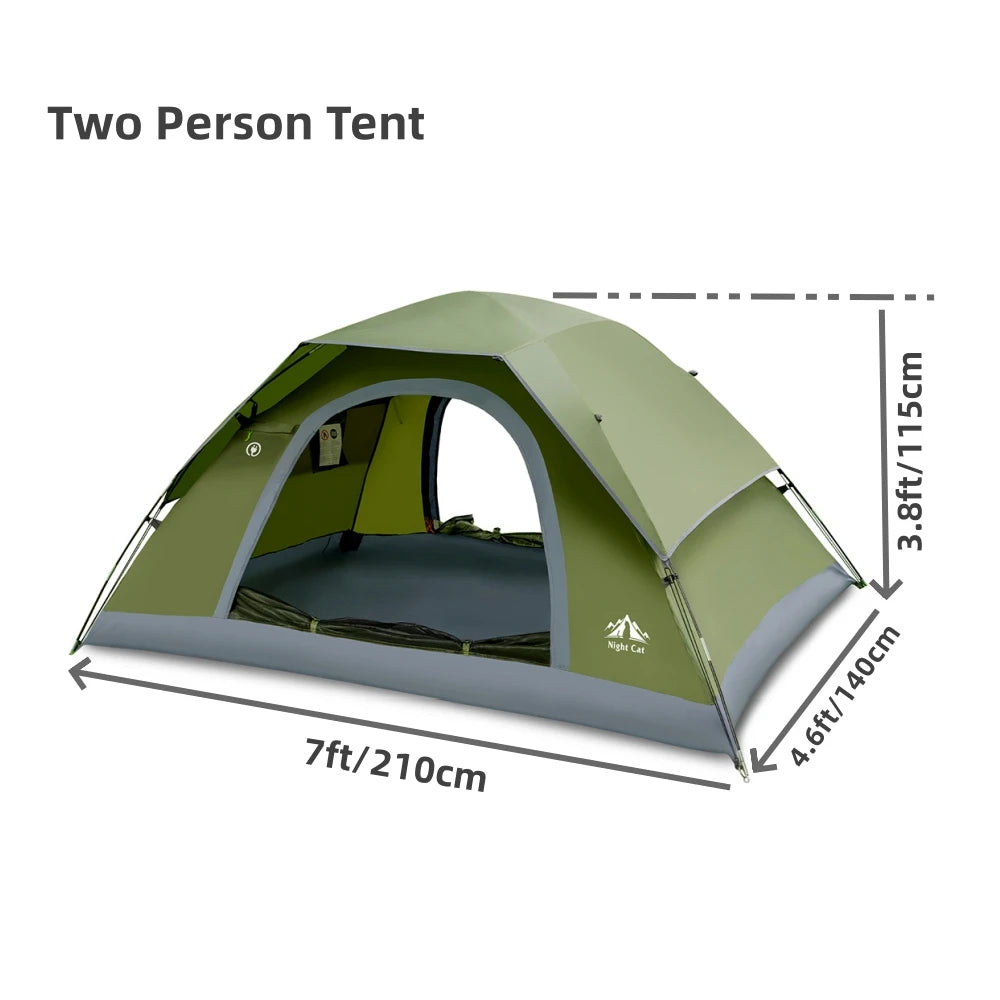 Night Cat Waterproof Double Layer Tent Rainfly Easy Clip Setup