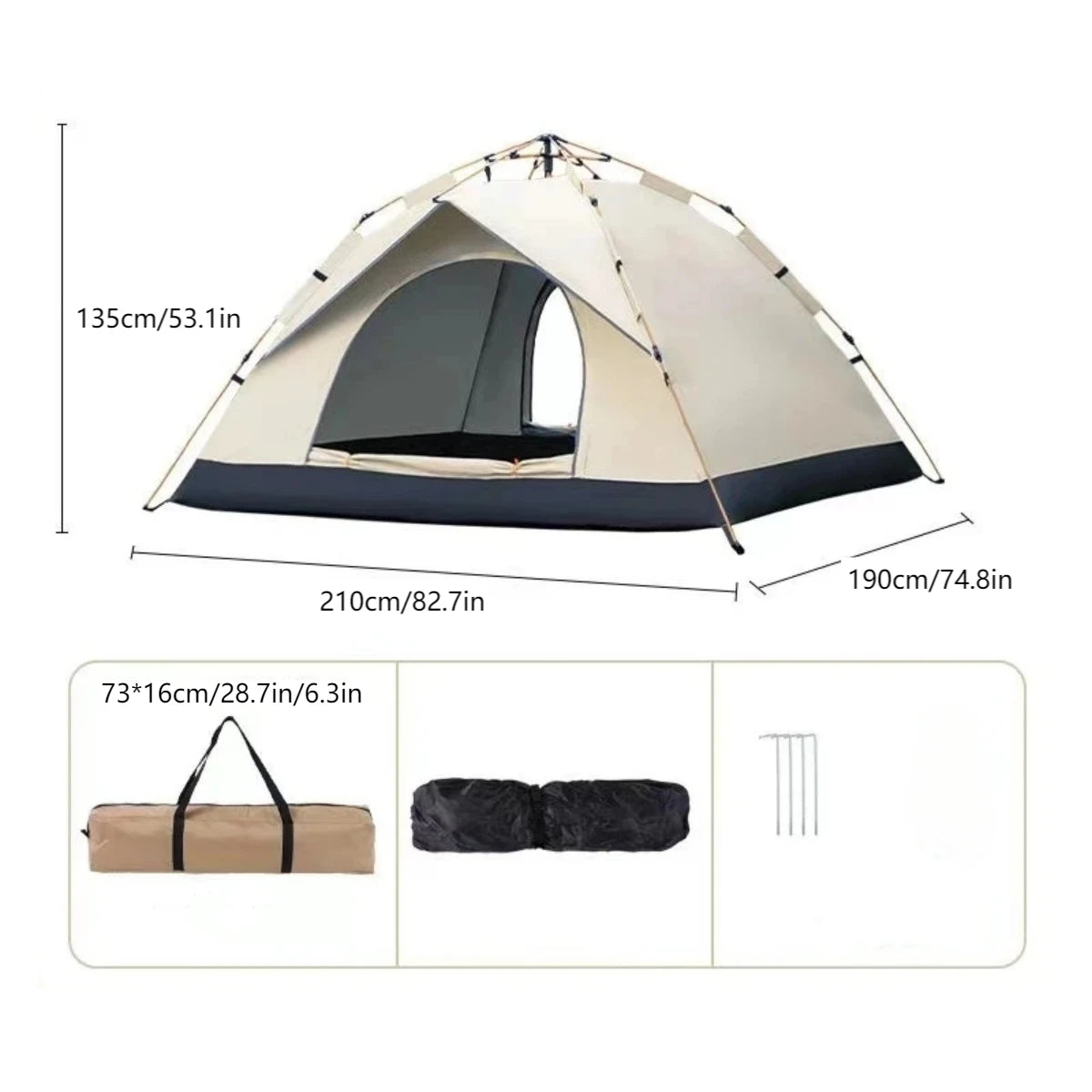 Pakicetus Outdoor Automatic Quick Opening Rainproof Sunproof Tent With Doors