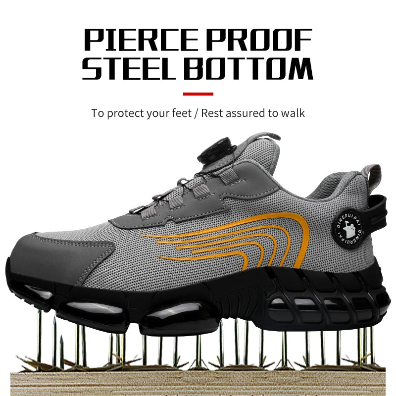 Men Steel Toe Cap NonLacing Casual Work Shoes AntiPuncture