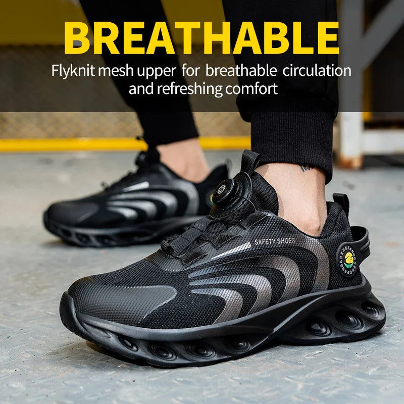 Breathable Lace Free Safety Shoes For Men Anti Puncture