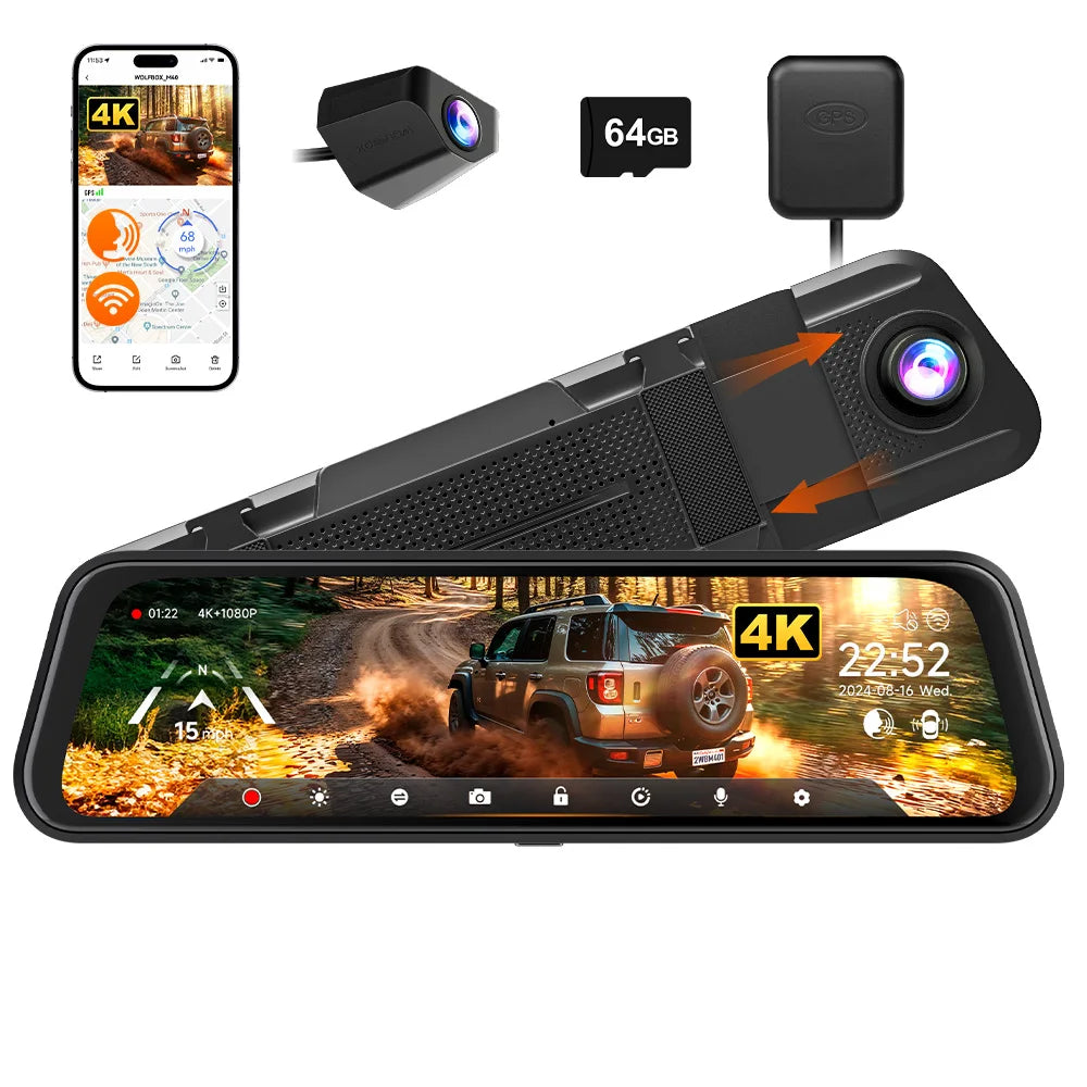 WOLFBOX M40 Dash Cam 4K And 1080P With Voice Control ADAS GPS