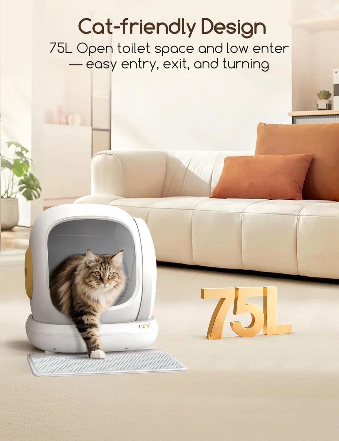 Automatic Self Cleaning Cat Litter Box MultiCat Homes App Controlled