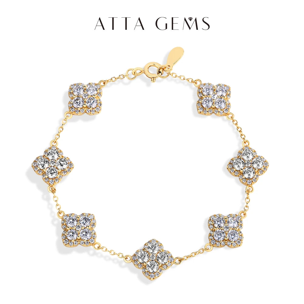 ATTAGEMS VVS1 Moissanite Bracelet S925 Gold Plated For Women