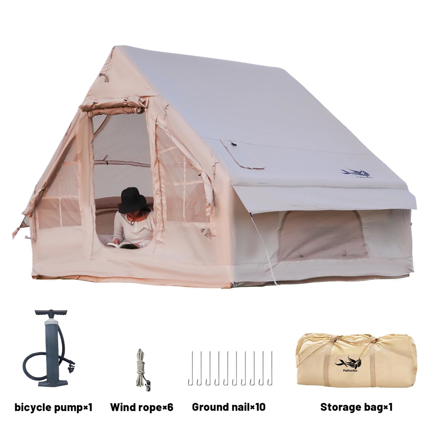 Pakicetus Inflatable Tent With Stove Plug For Family Camping