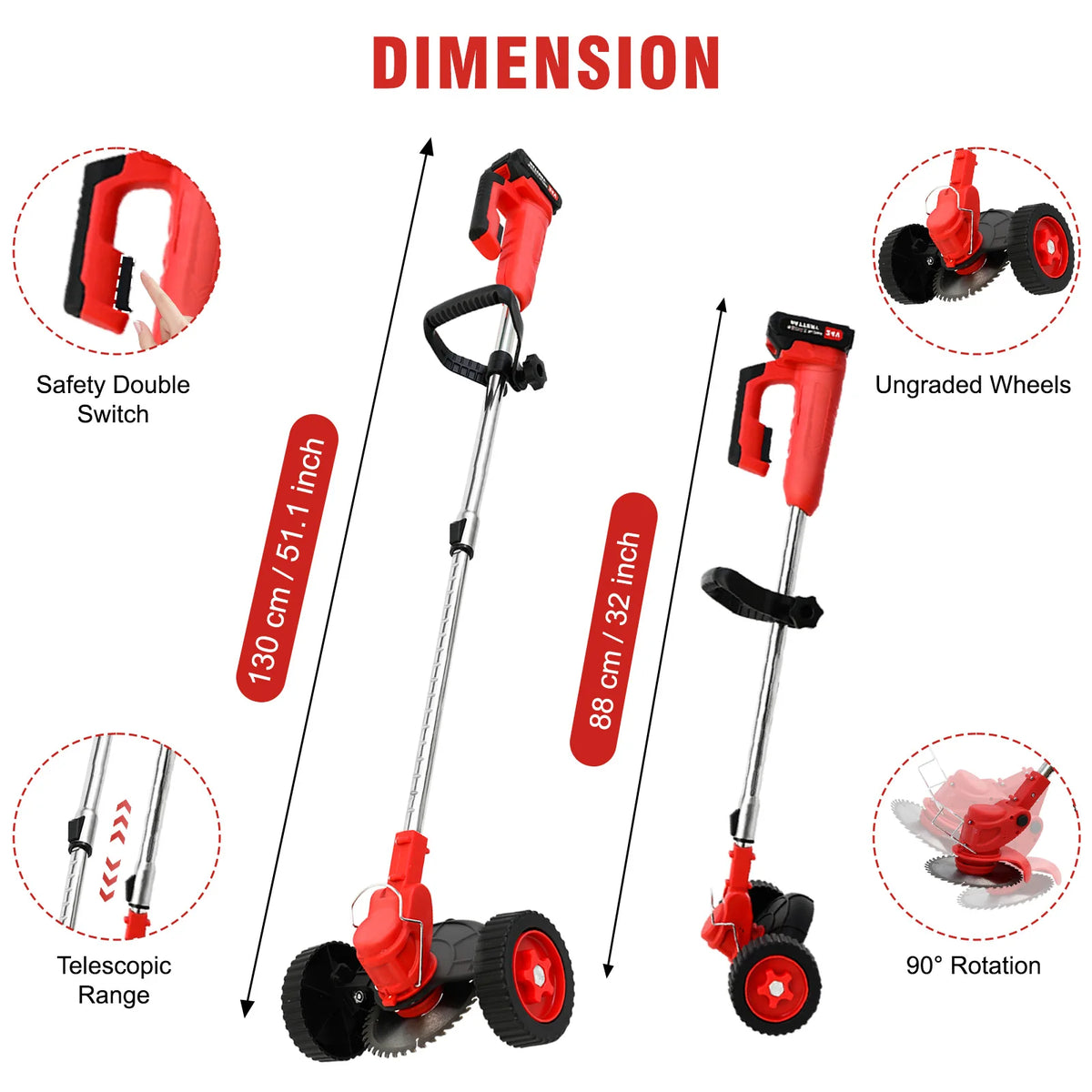 Cordless 21V Electric Grass Trimmer And Brush Cutter For Lawns