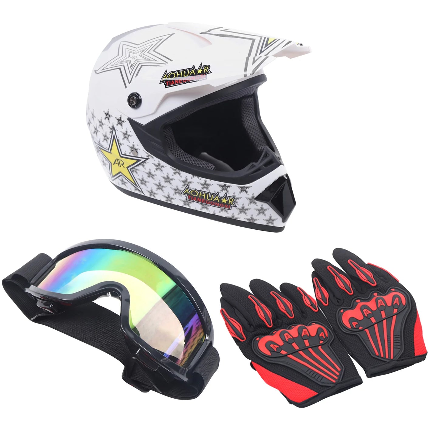 Youth Abs Motocross Helmet Goggles Gloves Protective Racing Gear Kit