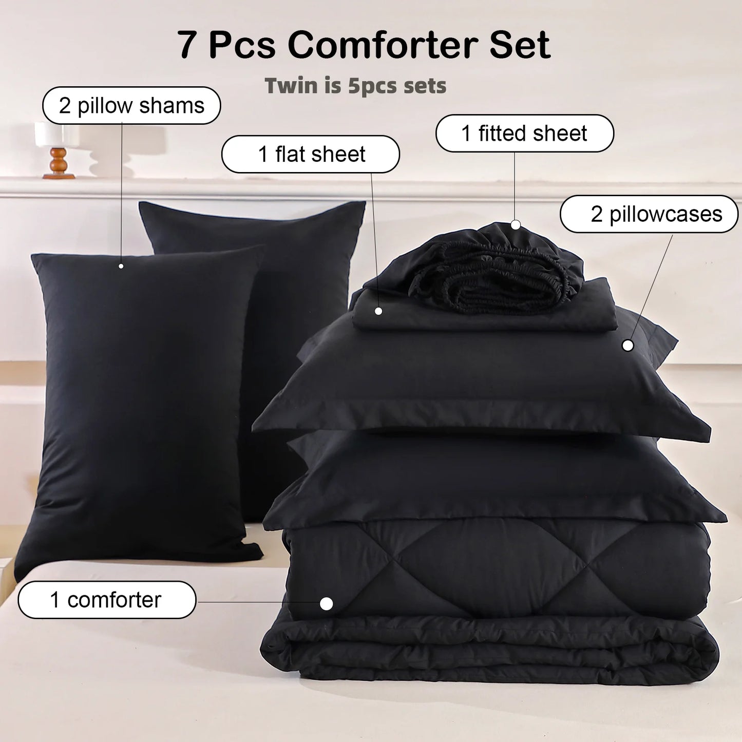 easYum Brushed Polyester Bedding Set With Quilted Comforter