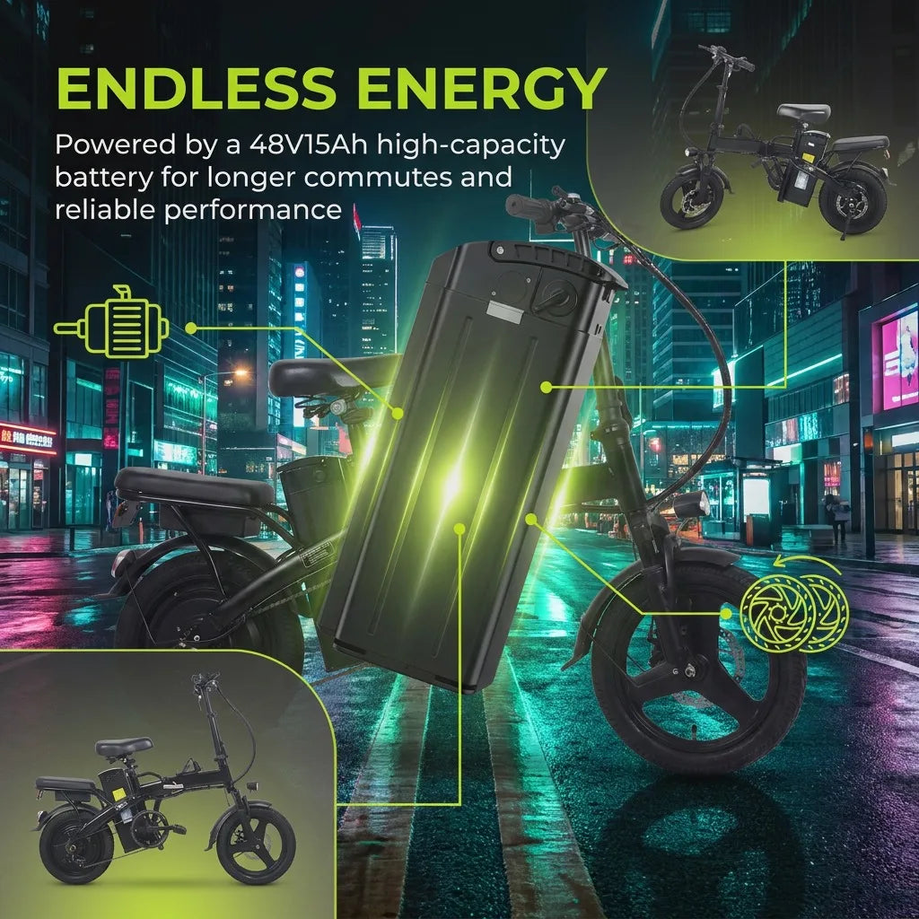 Adult 400W Folding Electric Bike With 48V Battery