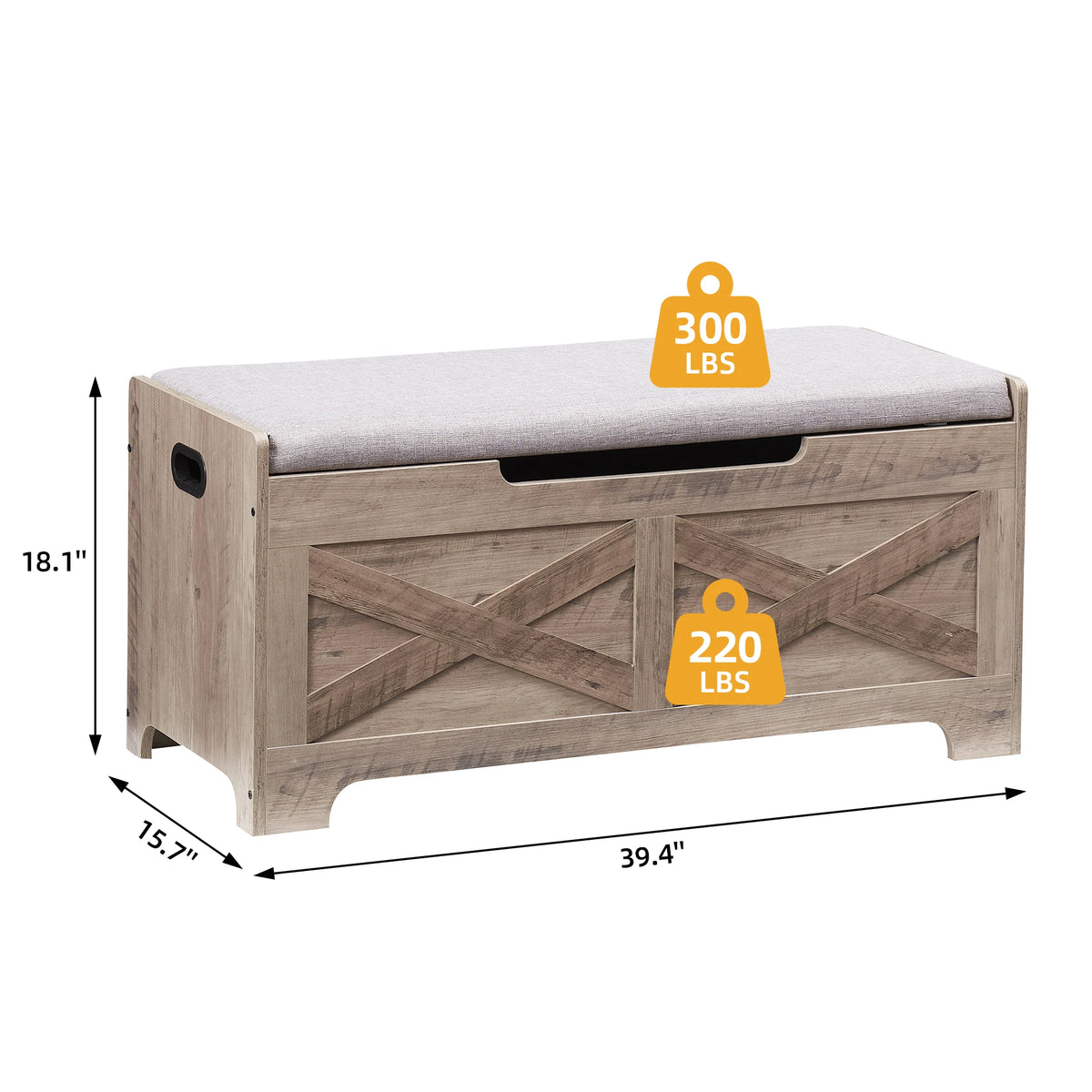 Twister Ck Wooden Storage Bench With Hinged Lid Entryway