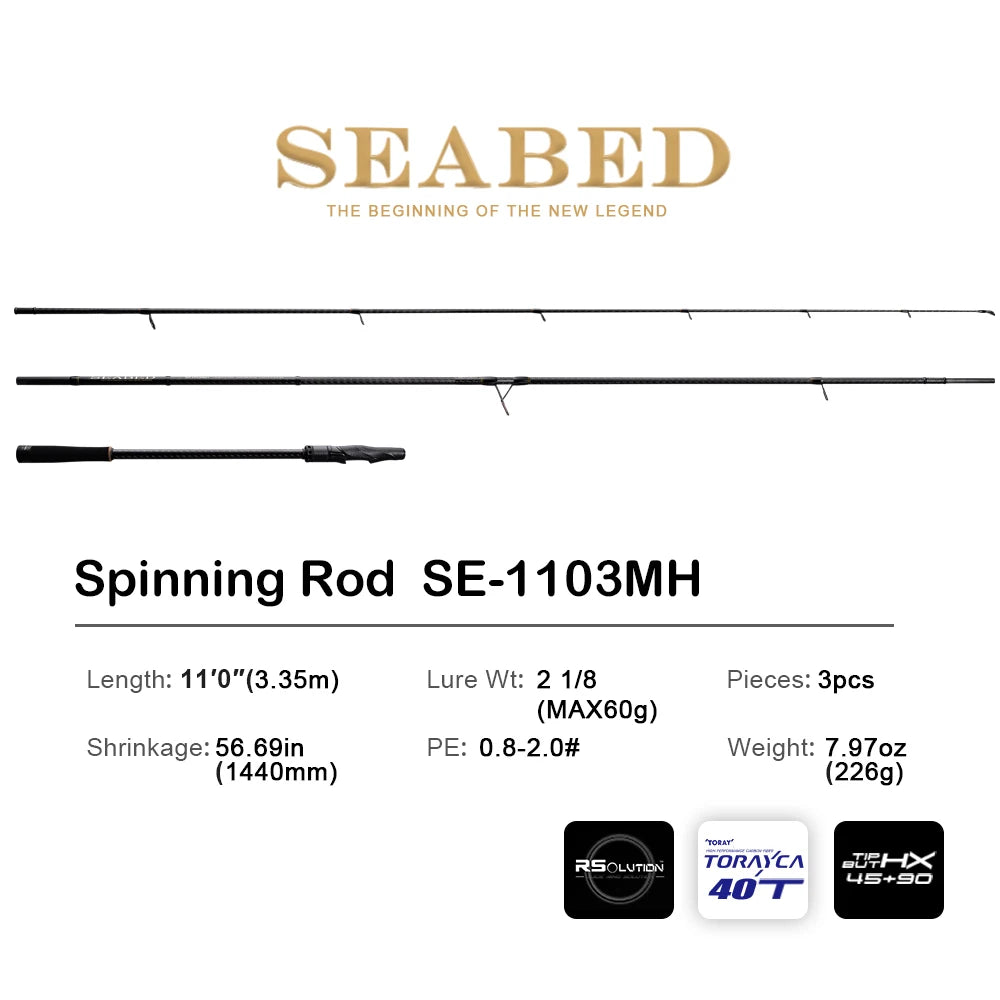 Pure-Lure Seabed Spinning Rod For Sea Bass Fast Action 10-14lb