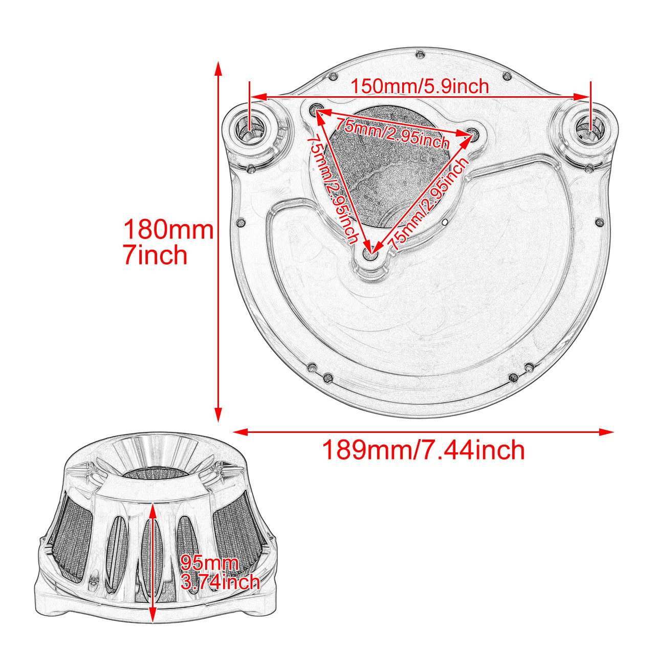 Mactions Chrome CNC Cut Gray Air Filter For Harley M8