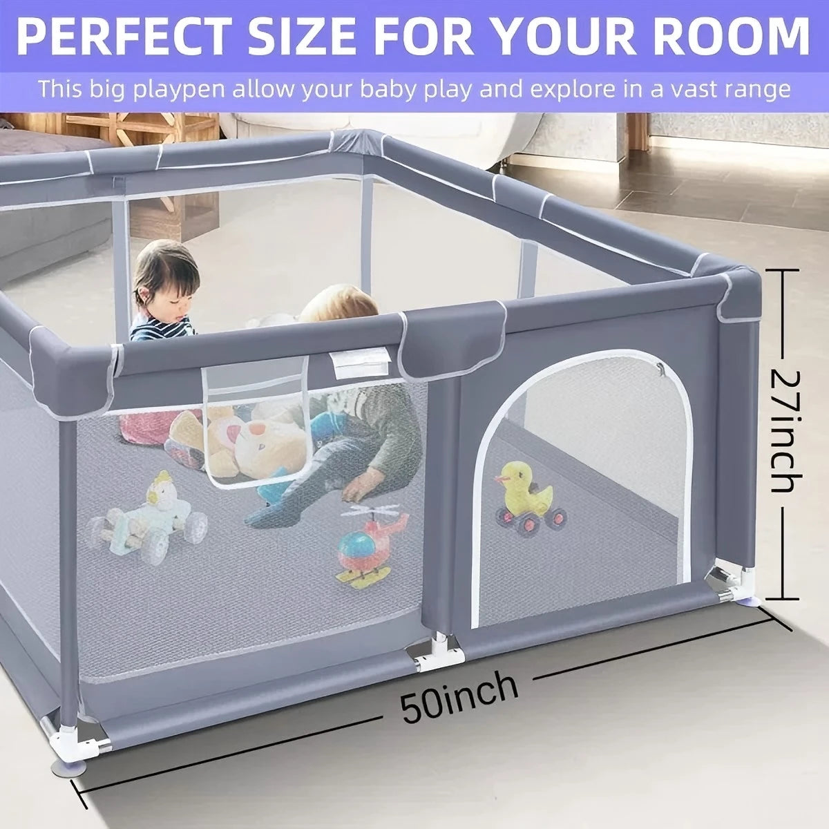 Baby Playpen Extra Large Indoor Outdoor Play Yard With 360 Degree Visibility