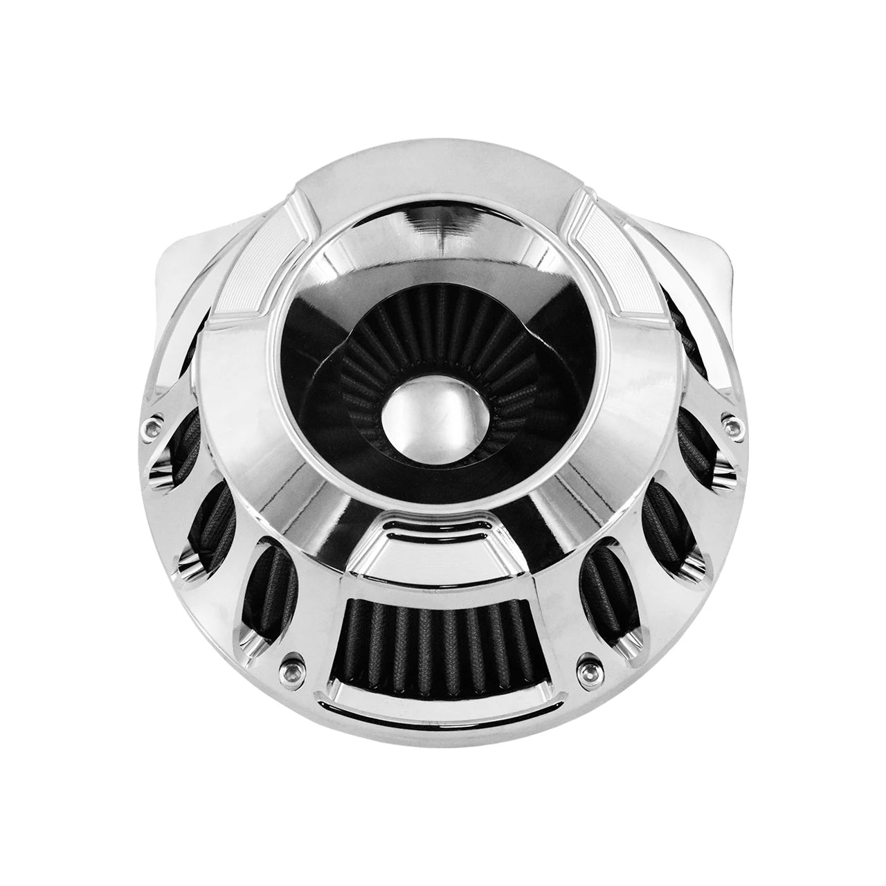 Mactions Chrome CNC Cut Gray Air Filter For Harley M8