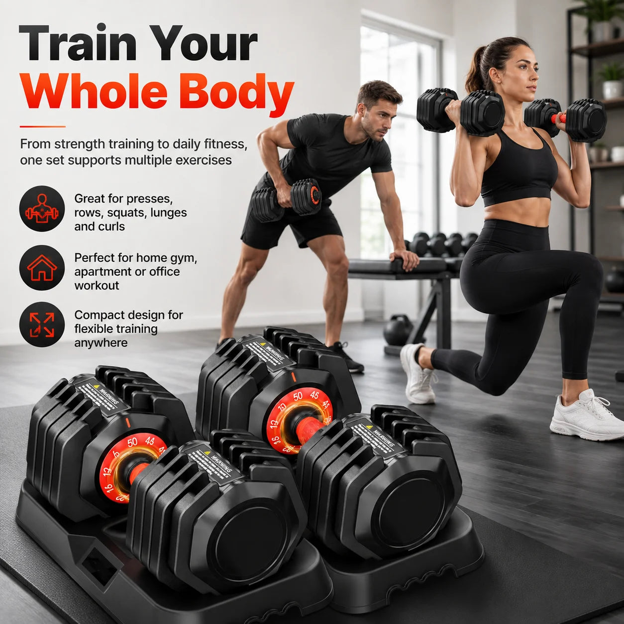 Adjustable Weight Dumbbell Set With Stand for Home Fitness And Strength Training