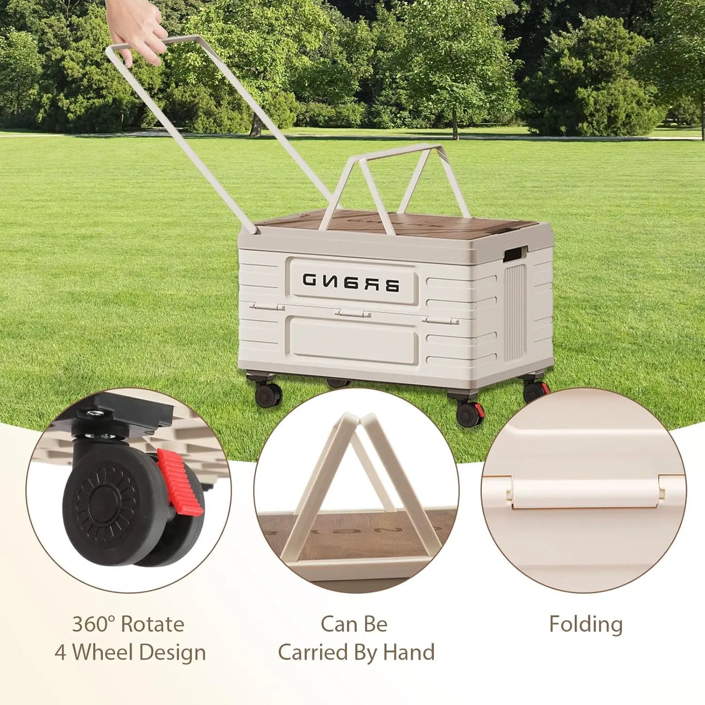 Rotating Foldable Storage Cart With Four Silent Wheels Heavy Duty
