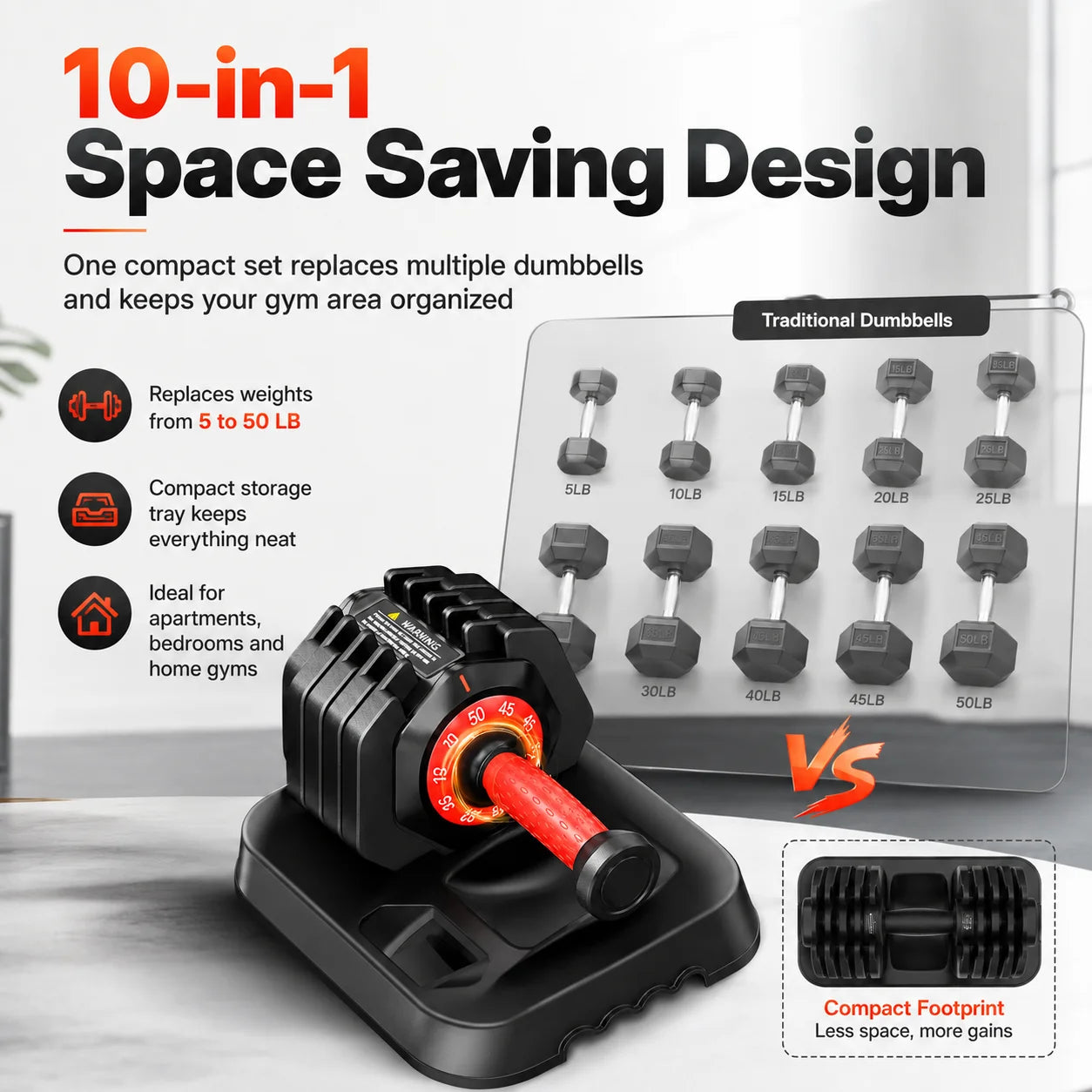 Adjustable Weight Dumbbell Set With Stand for Home Fitness And Strength Training