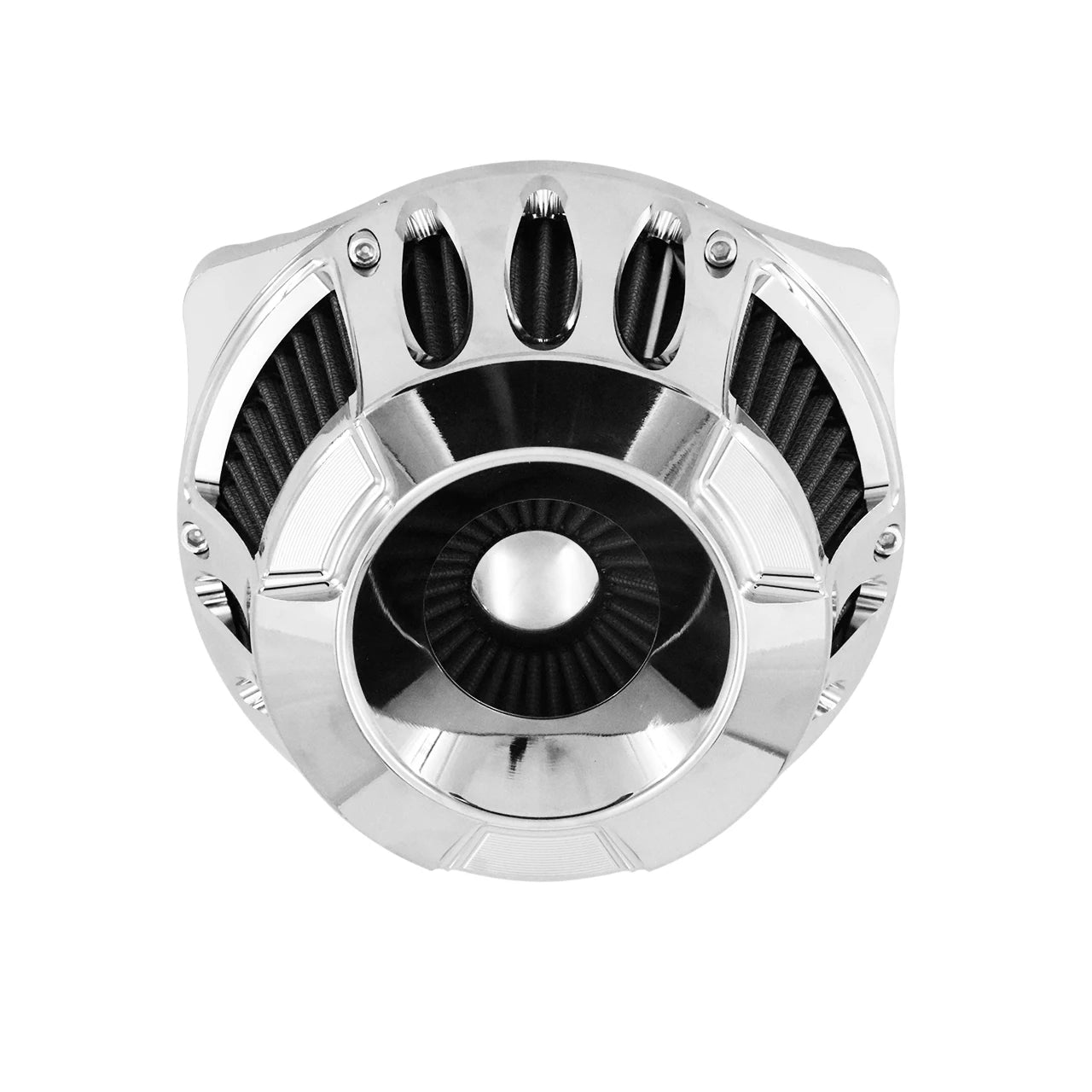 Mactions Chrome CNC Cut Gray Air Filter For Harley M8