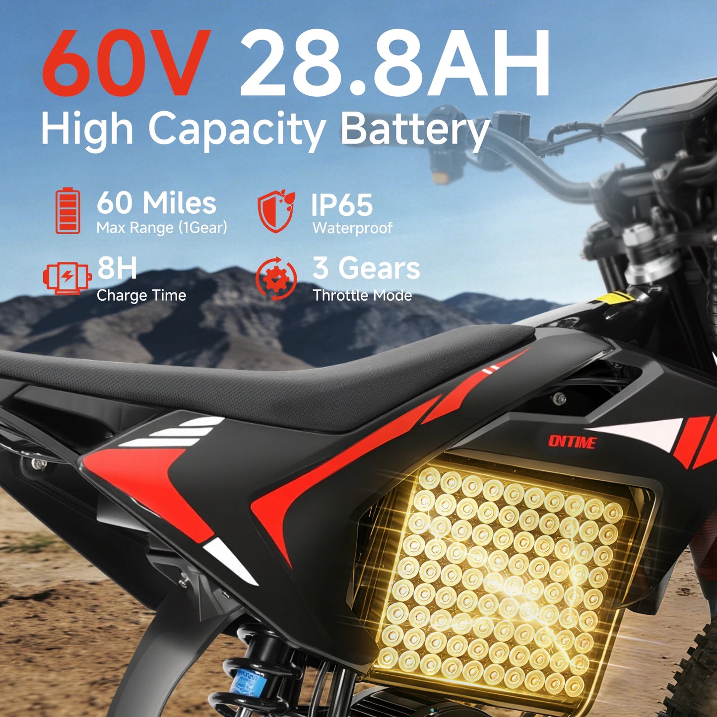 Electric Dirt Bike 4500W Fat Tires Suspension