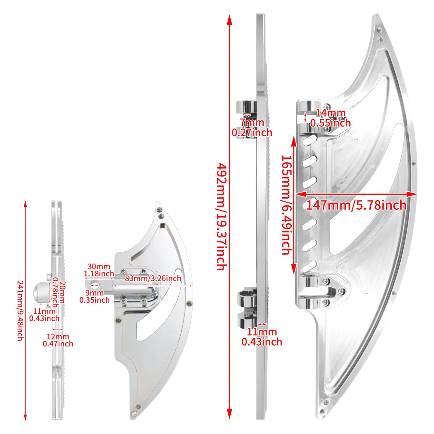 Mactions Chrome Extended Floorboards For Harley Footrest