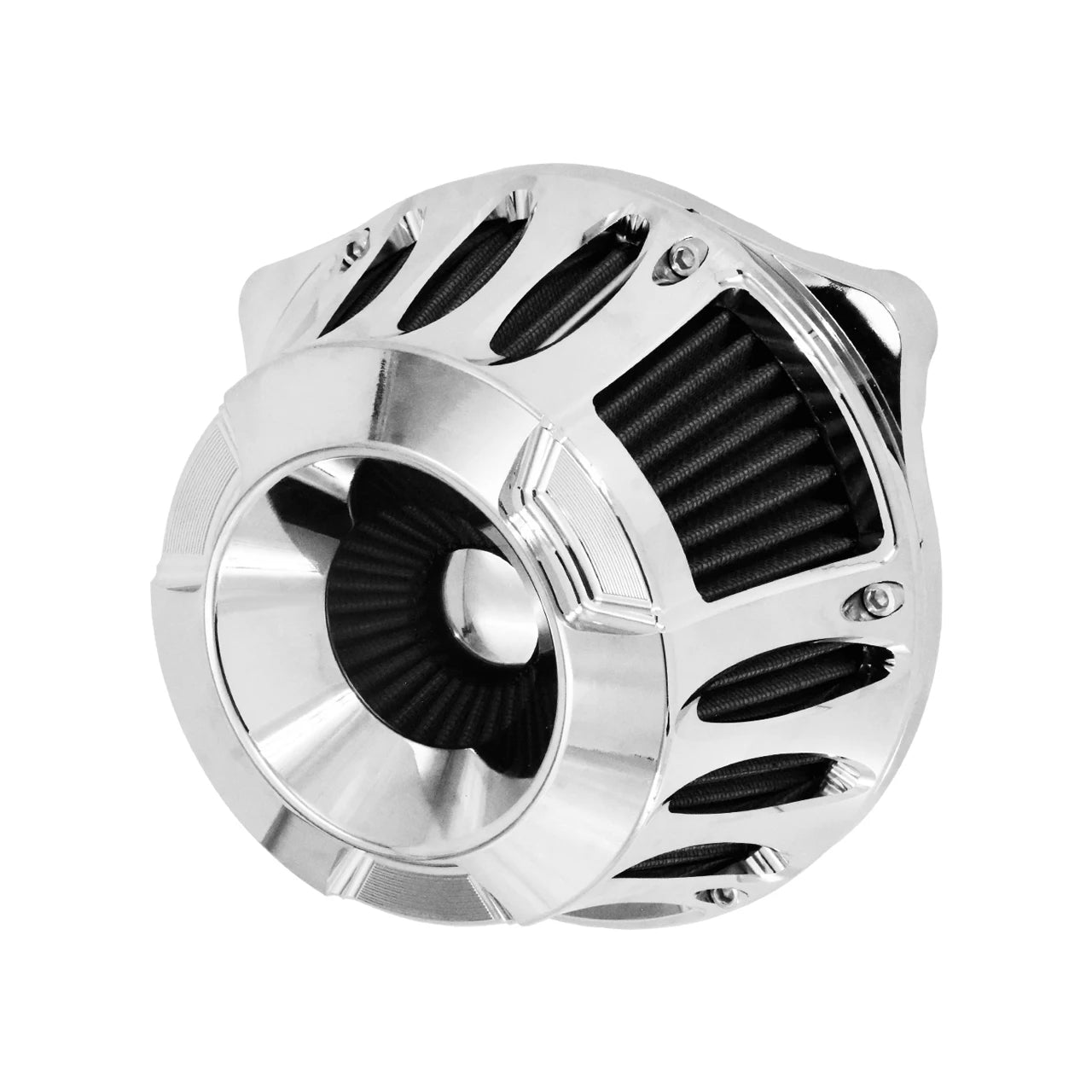Mactions Chrome CNC Cut Gray Air Filter For Harley M8
