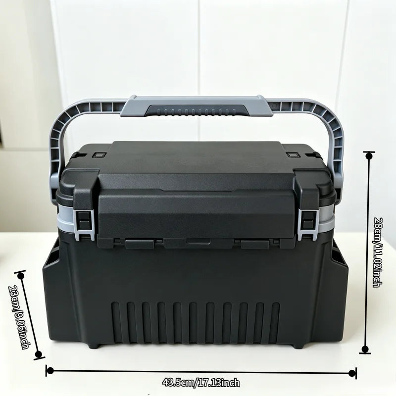Portable Waterproof Fishing Tackle Box With Rod Holders And Dividers