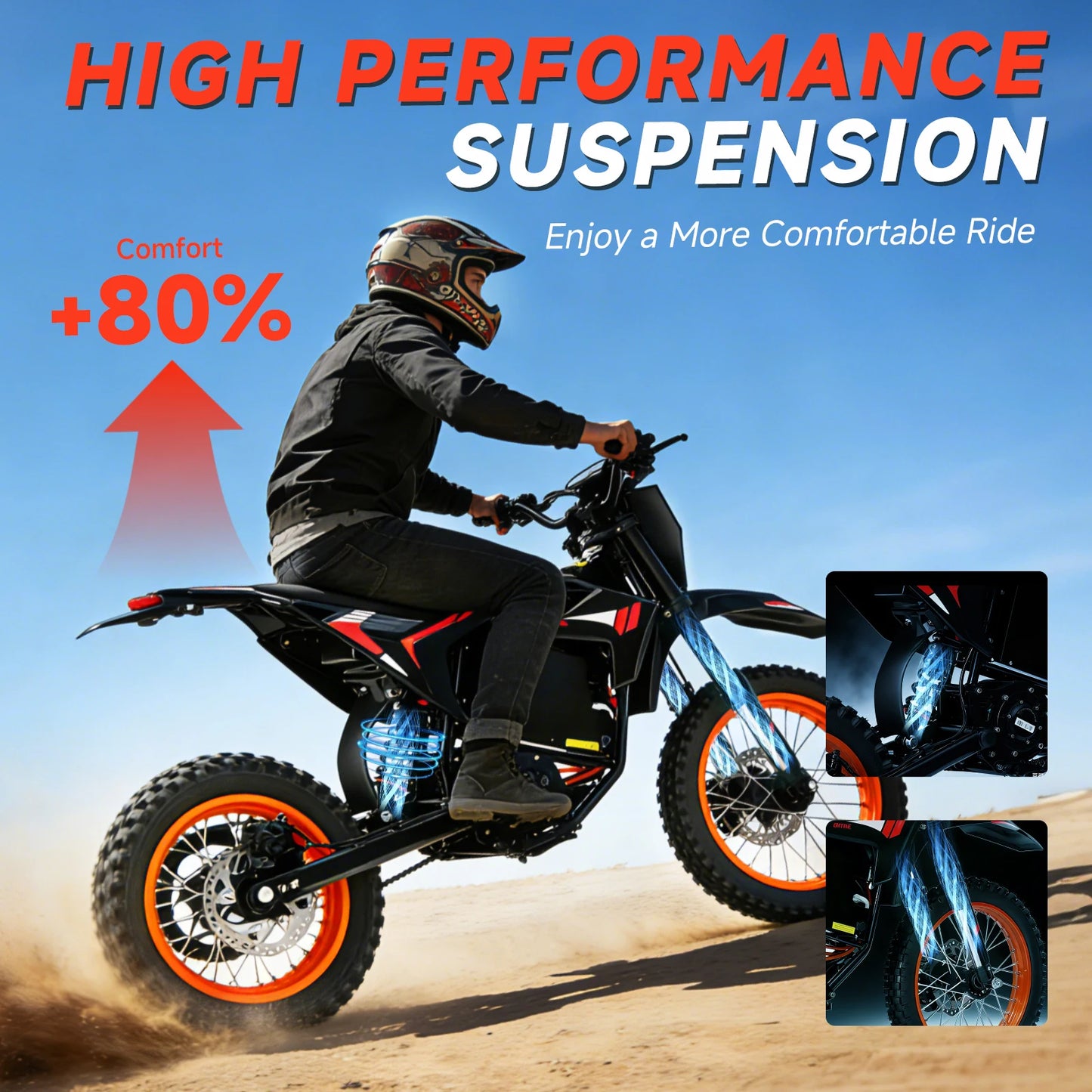 Electric Dirt Bike 4500W Fat Tires Suspension