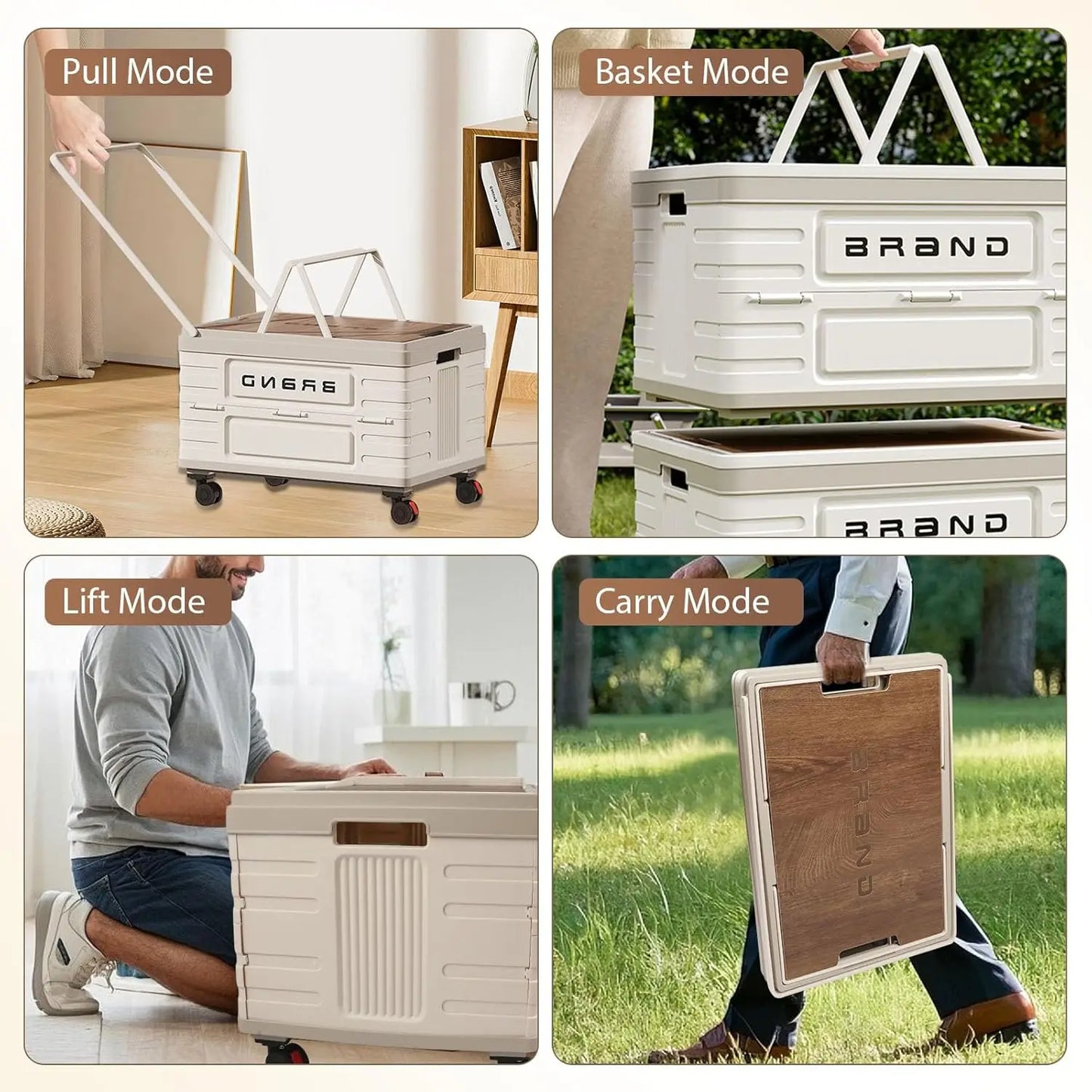 Rotating Foldable Storage Cart With Four Silent Wheels Heavy Duty