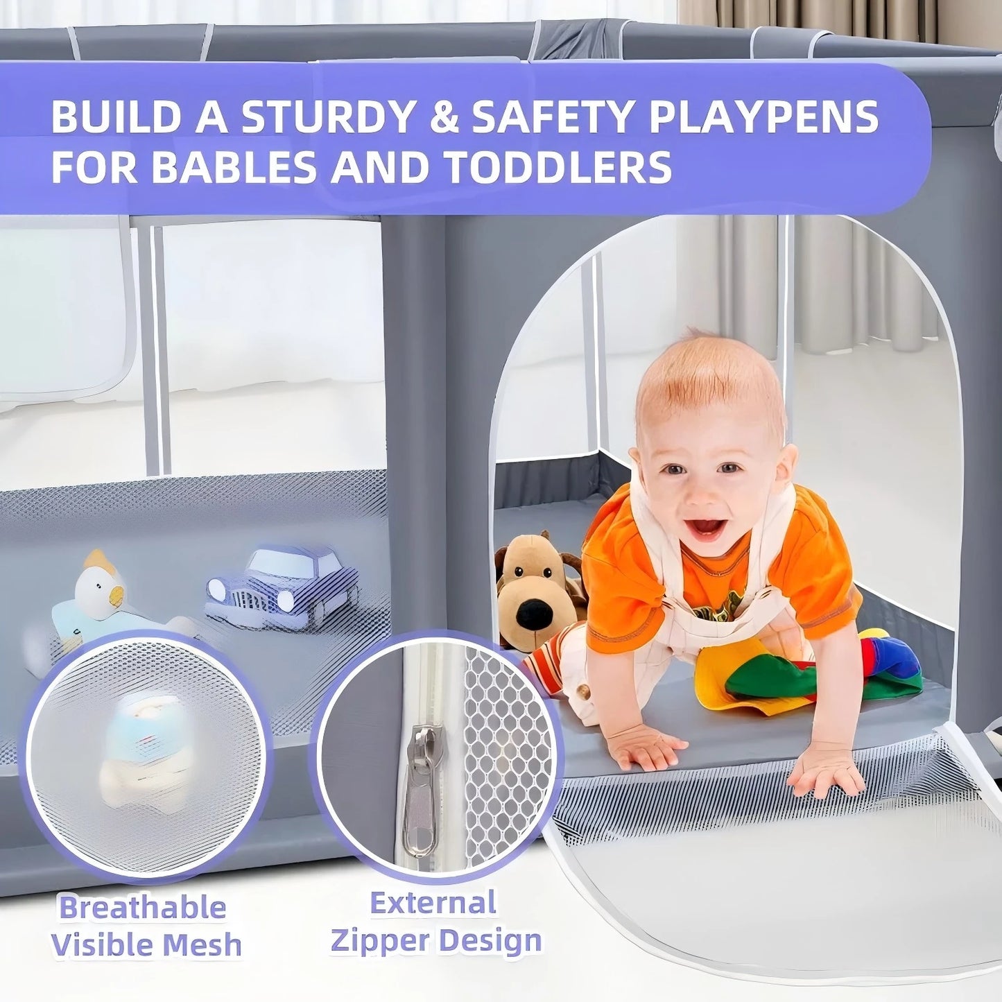 Baby Playpen Extra Large Indoor Outdoor Play Yard With 360 Degree Visibility