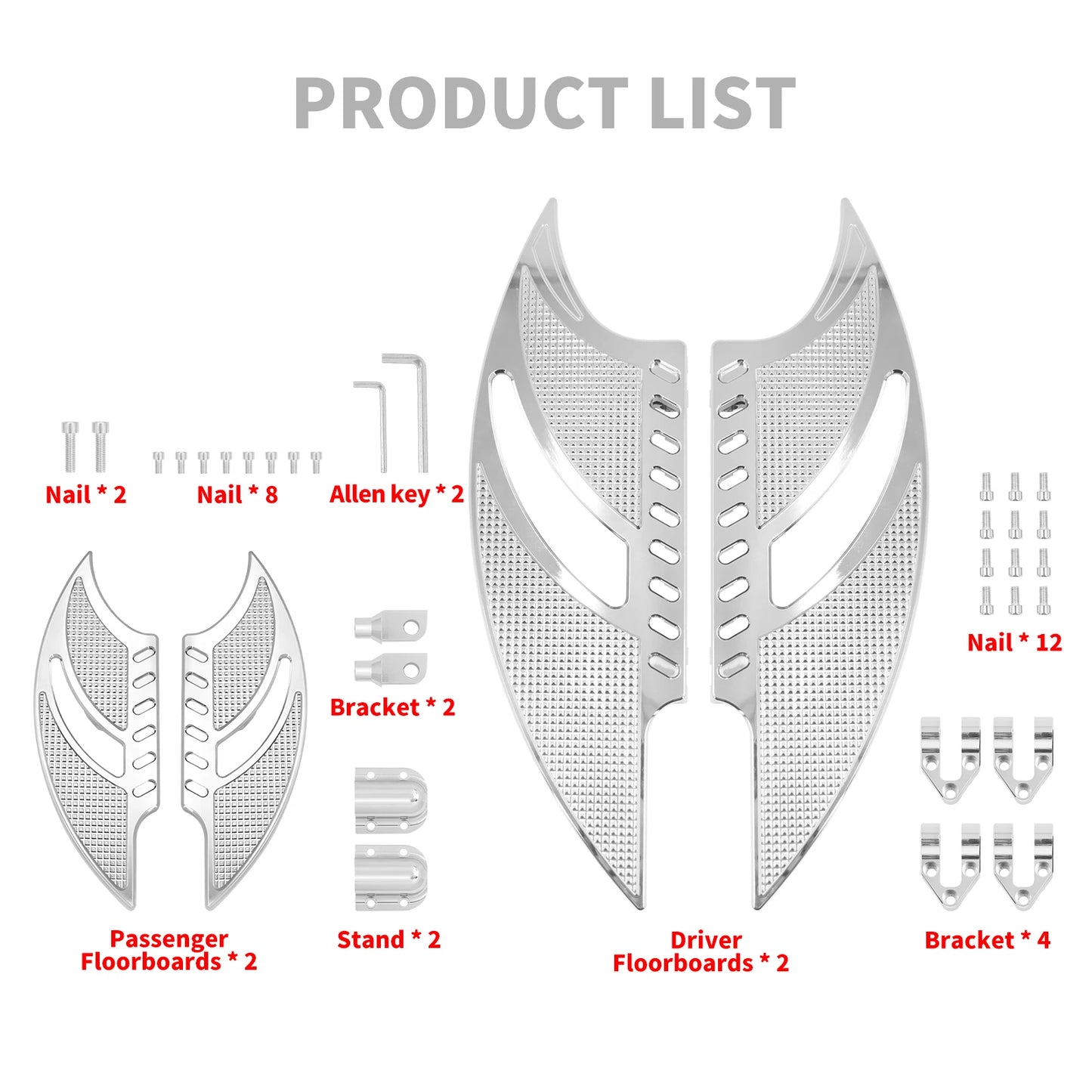 Mactions Chrome Extended Floorboards For Harley Footrest