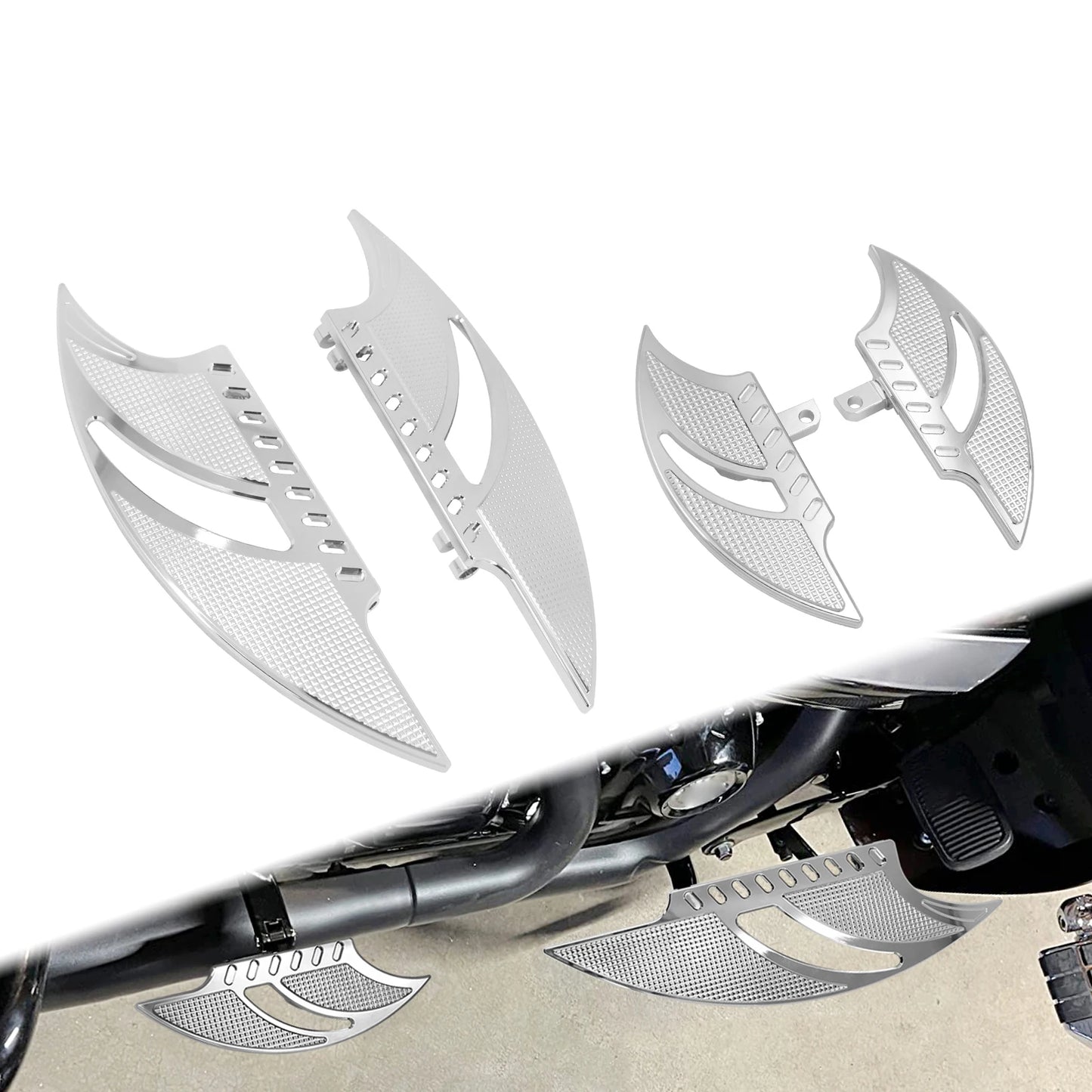 Mactions Chrome Extended Floorboards For Harley Footrest