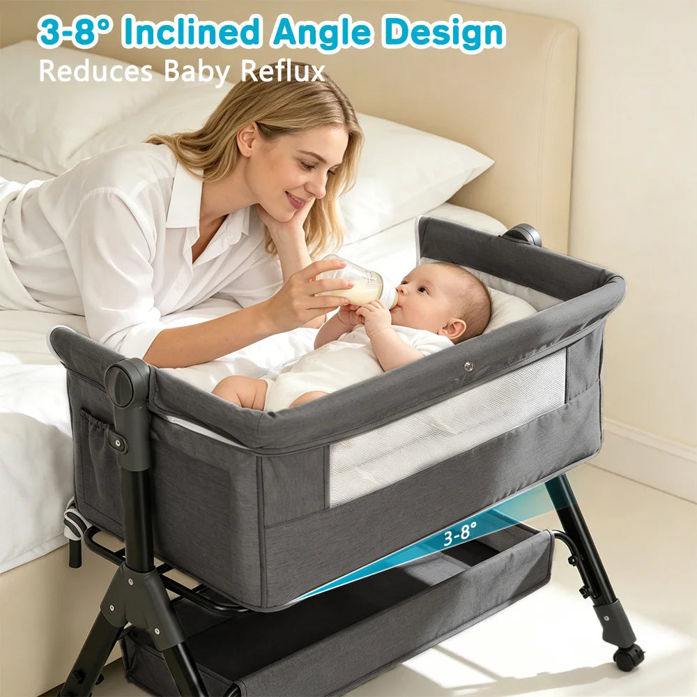 Portable 3 In 1 Foldable Baby Bassinet Bedside Sleeper Crib