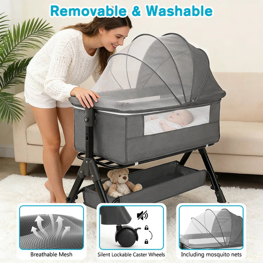 Portable 3 In 1 Foldable Baby Bassinet Bedside Sleeper Crib