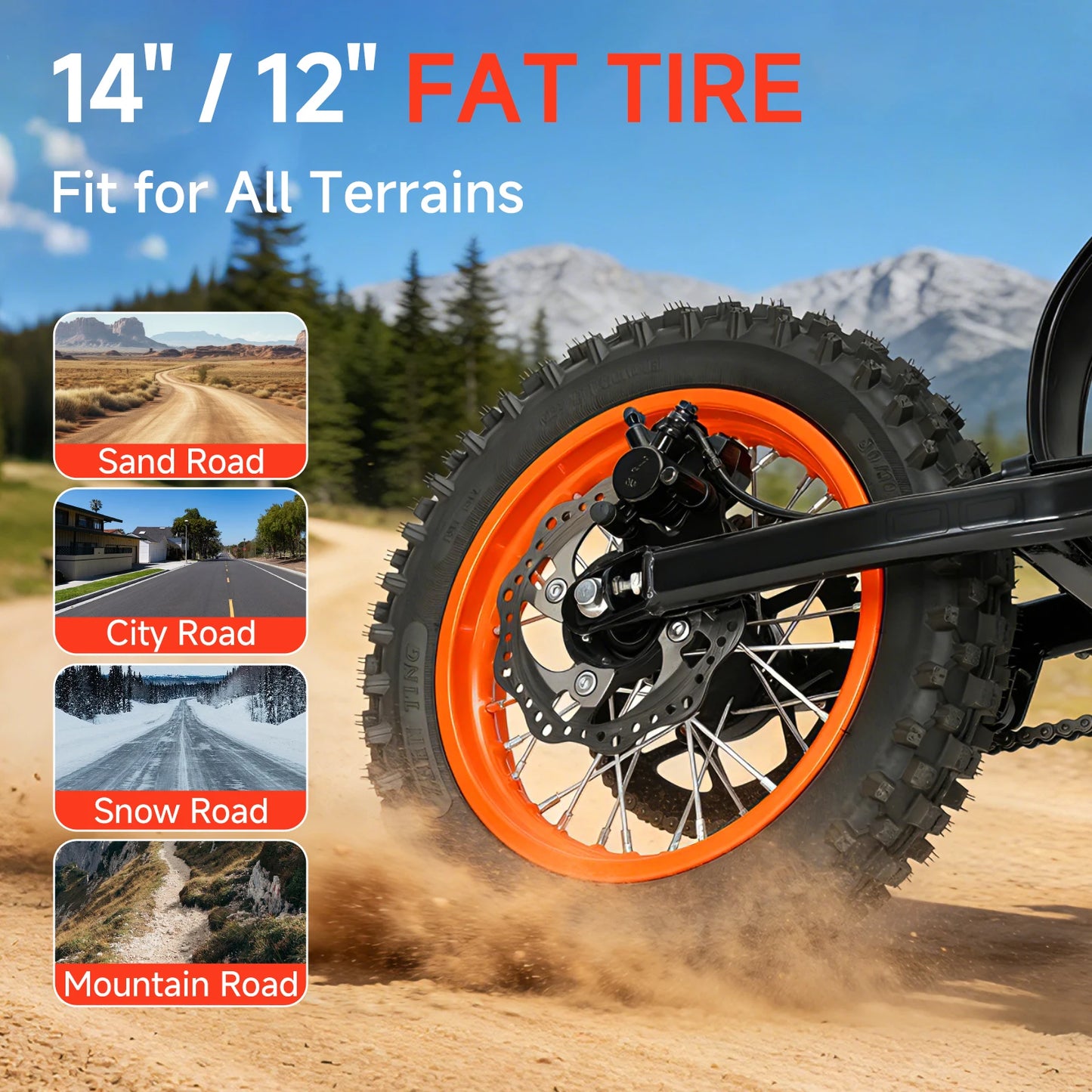 Electric Dirt Bike 4500W Fat Tires Suspension