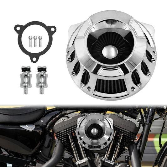Mactions Chrome CNC Cut Gray Air Filter For Harley M8