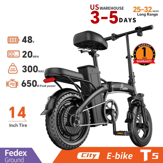 LOOKRUN Folding Electric Bike 48V With Fat Tires