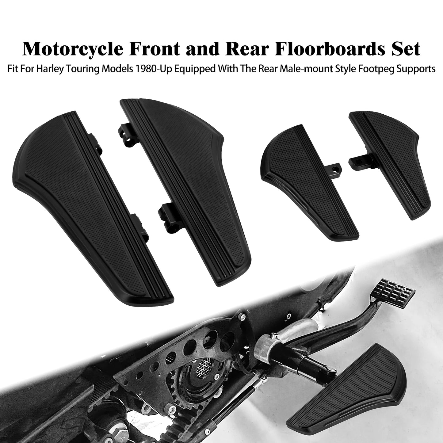 Mactions Black Defiance Floorboards For Harley Road Glide