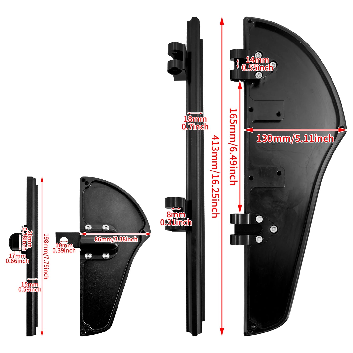 Mactions Black Defiance Floorboards For Harley Road Glide