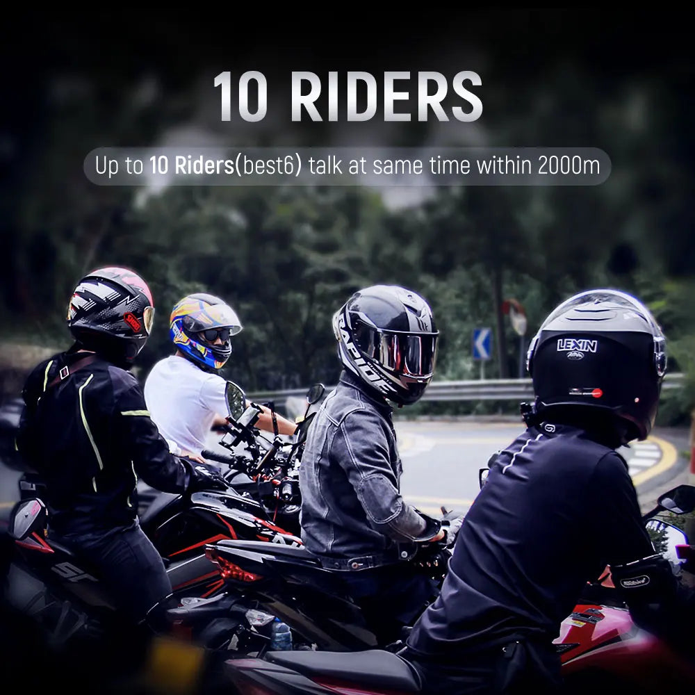 Lexin B4FM-X Bluetooth 5.0 Motorcycle Helmet Intercom 10 Riders