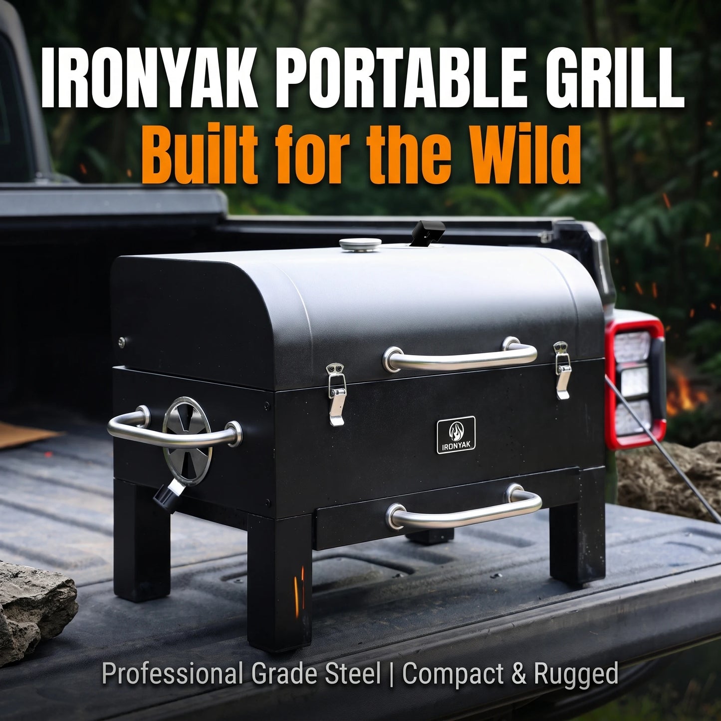 Ironyak Portable Charcoal Grill And Smoker Tabletop Bbq