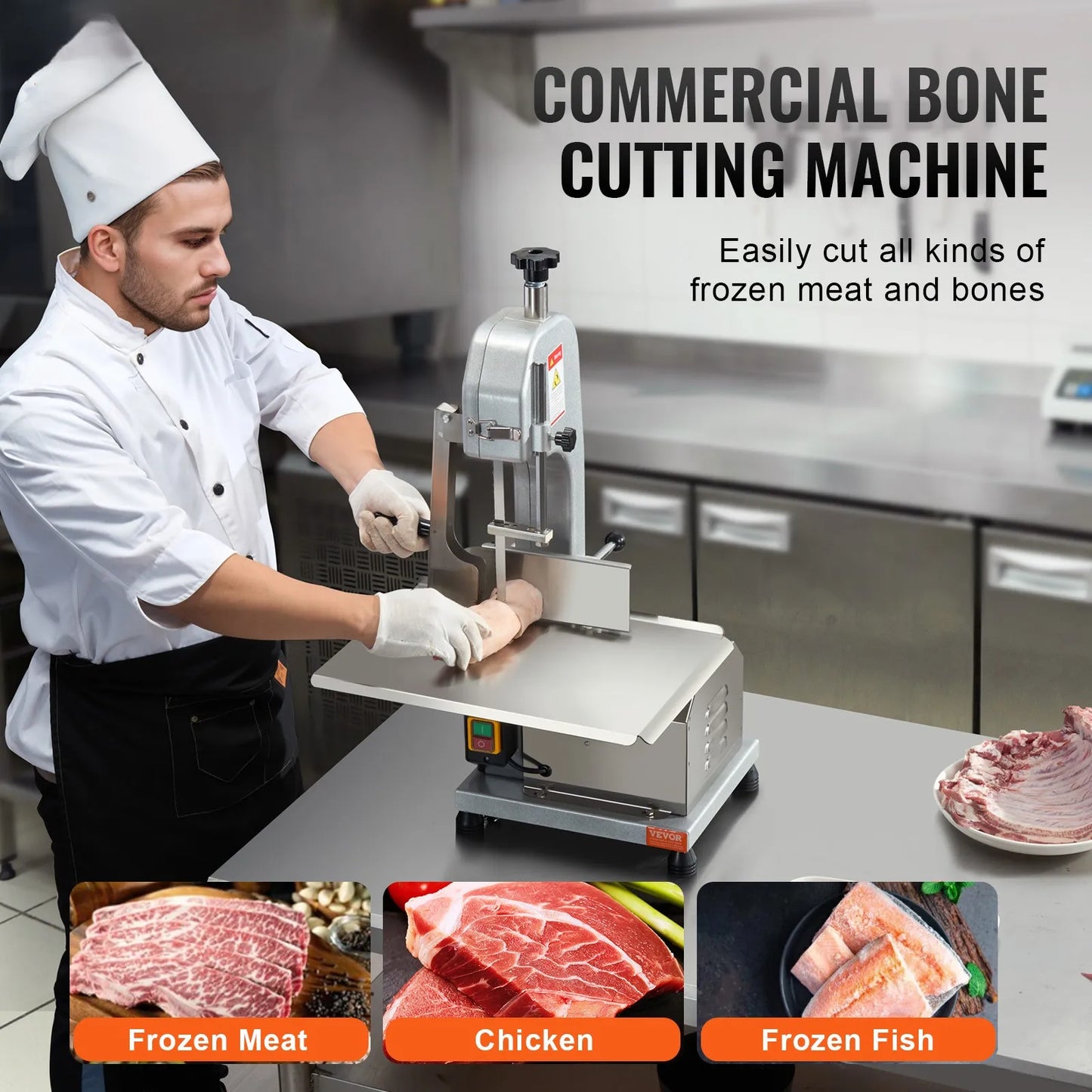 SucceBuy Commercial Electric Meat Bandsaw 650W Stainless Steel Bone Saw