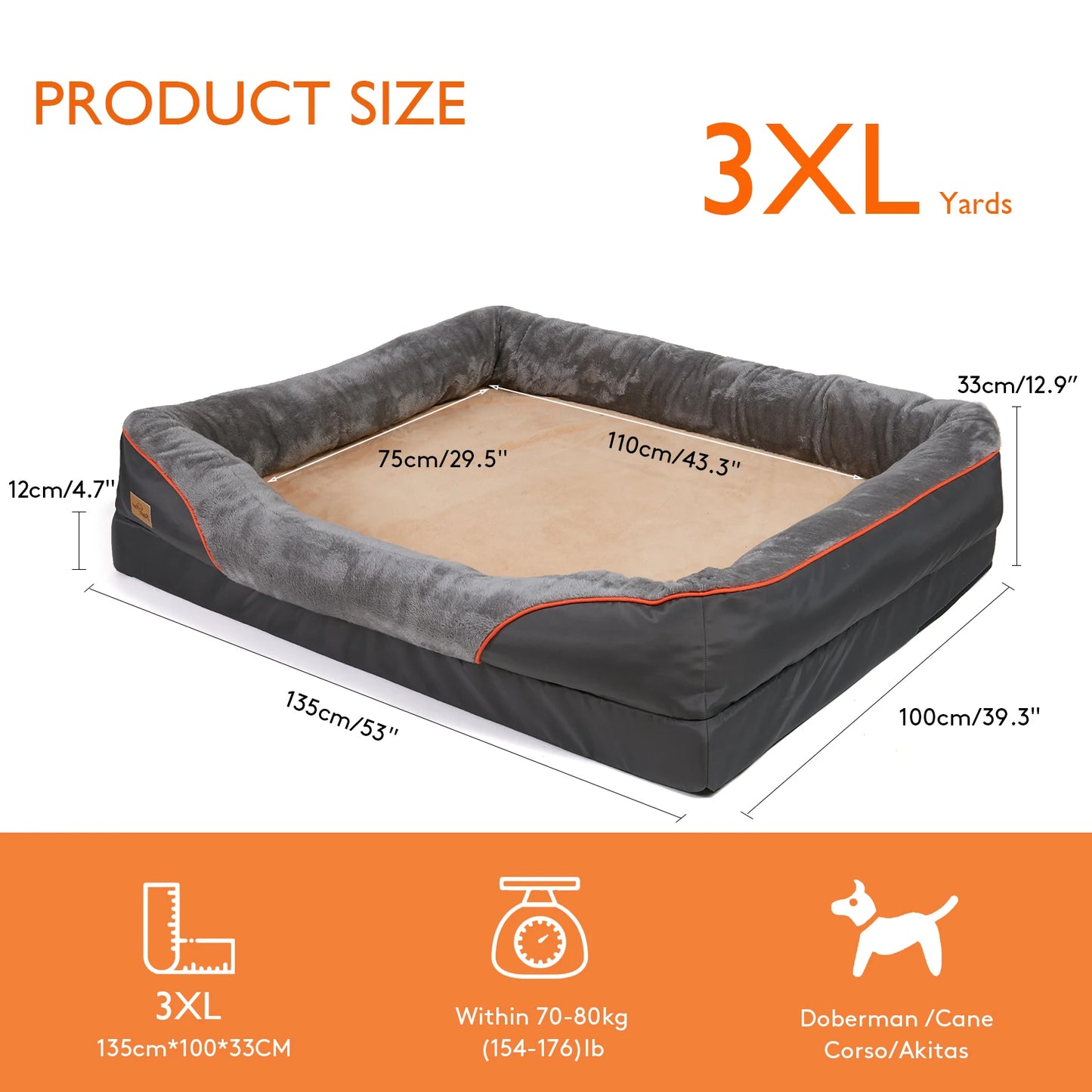 BINGOPAW Anti Allergy Dog Bed Removable Washable Fleece Waterproof Cover