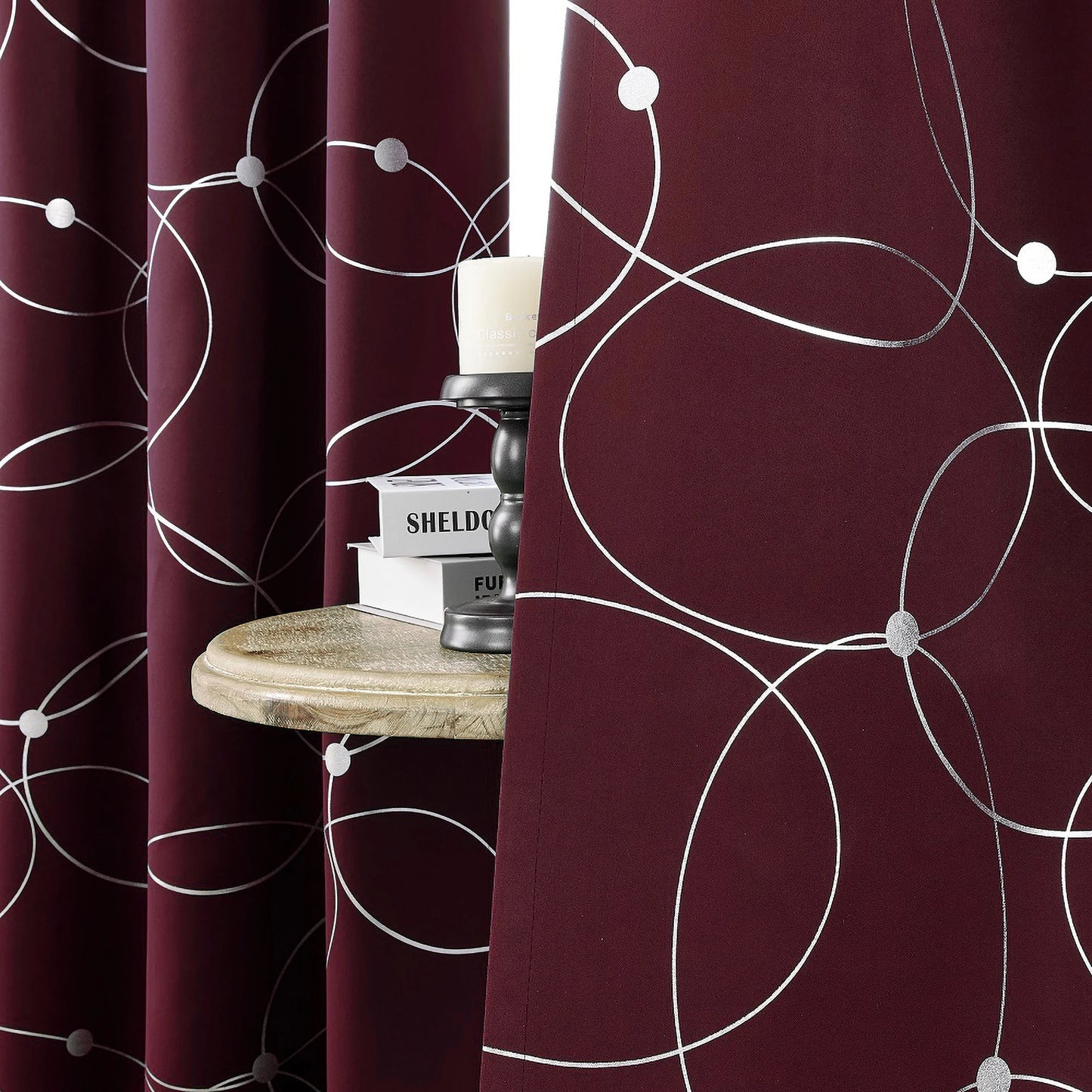 4Pcs Blackout Curtains Grommet Thermal Insulated Foil Circles Dots