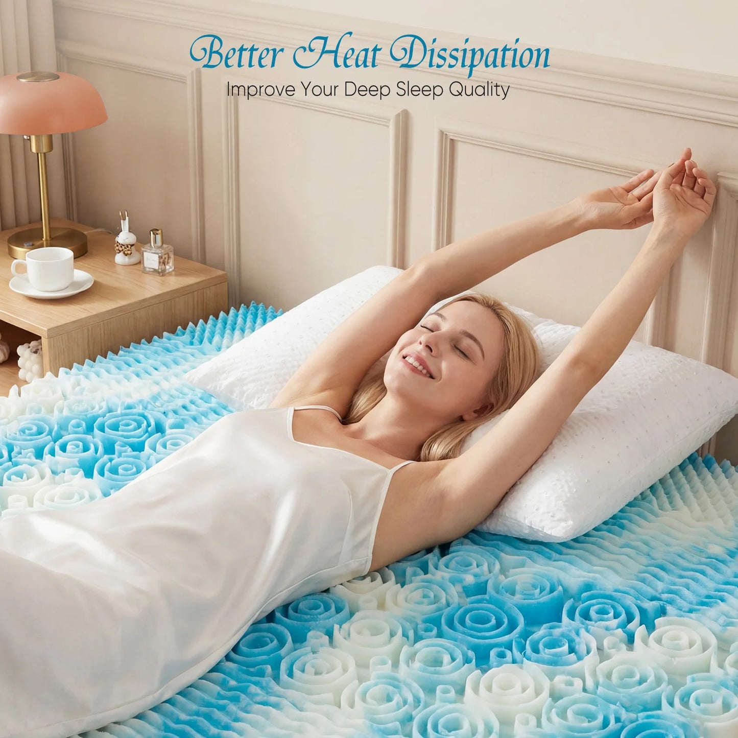 MCQ 5 Zone Memory Foam Mattress Topper With Gel Cooling