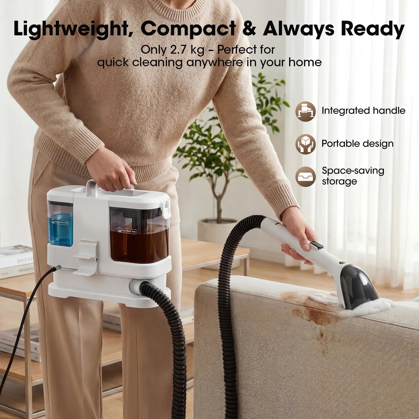 Lubluelu V2 Portable Carpet And Upholstery Spot Cleaner With 16000Pa Suction