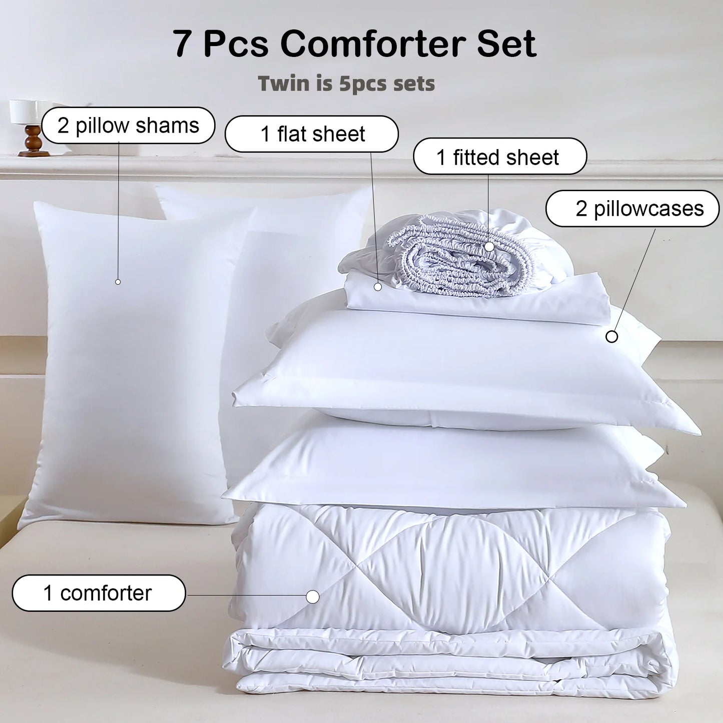 easYum Brushed Polyester Bedding Set With Quilted Comforter